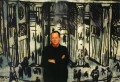 The artist Bob Gale in front of one of his Berlin Wall/Brandenburg Gate images